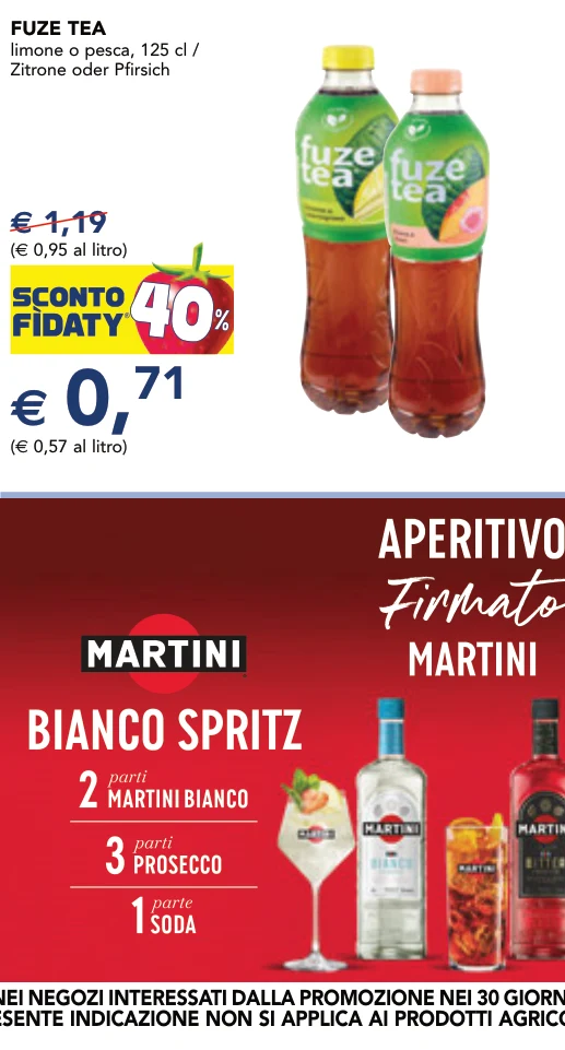 FUZE TEA limone o pesca, 125 cl / Zitrone oder Pfirsich