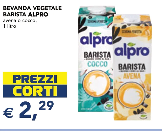 BEVANDA VEGETALE BARISTA ALPRO avena o cocco, 1 litro - Alpro
