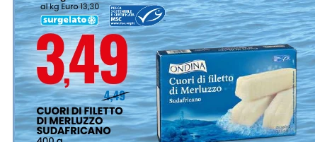 Cuori di filetto di merluzzo sudafricano 400 g