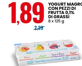 Yogurt magro con pezzi di frutta 0,1% di grassi 8 x 125 g