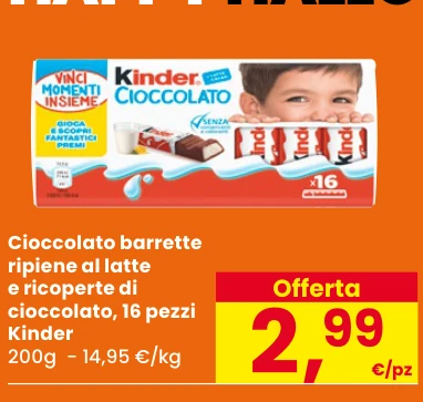 Kinder Cioccolato 16 pezzi 200 g