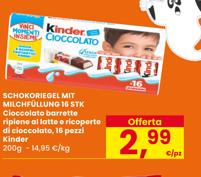 Kinder Cioccolato 16 pezzi 200 g