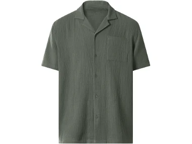 Esmara Men Camicia a maniche corte in mussola da uomo (verde)