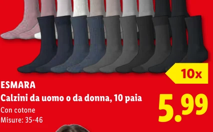Calzini da uomo o da donna, 10 paia - Esmara