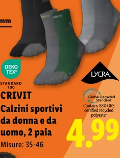 Calzini sportivi da donna e da uomo, 2 paia - Crivit