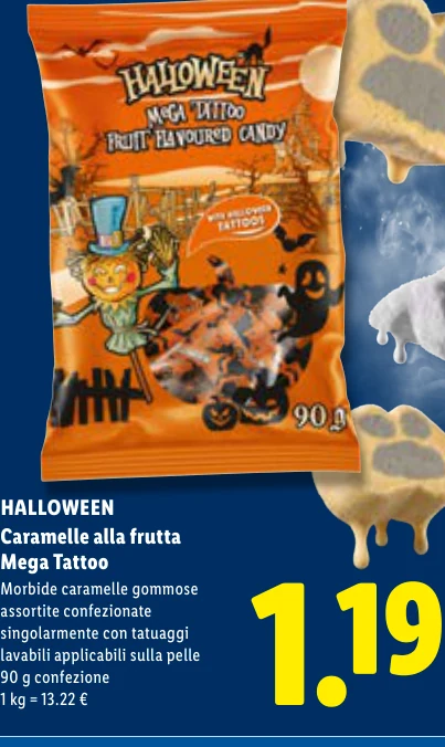 Caramelle alla frutta Mega Tattoo - Halloween