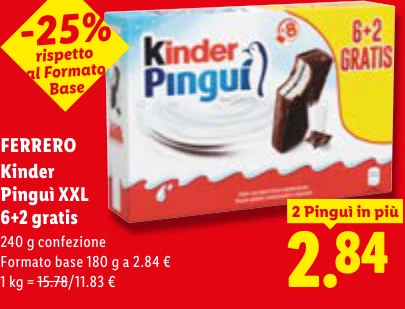 Kinder Pinguì XXL 6+2 gratis - Ferrero