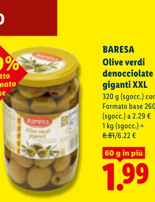 Olive verdi denocciolate giganti XXL - Baresa