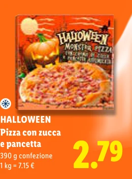 Pizza con zucca e pancetta - Halloween