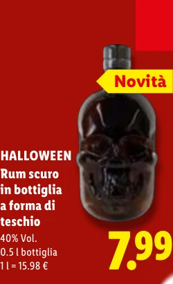 Rum scuro in bottiglia a forma di teschio - Halloween