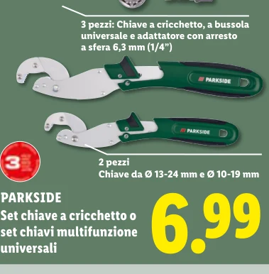 Set chiave a cricchetto o set chiavi multifunzione universali - Parkside