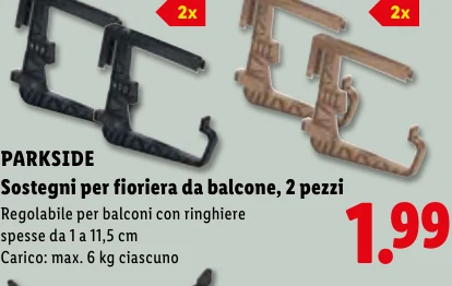 Sostegni per fioriera da balcone, 2 pezzi - Parkside
