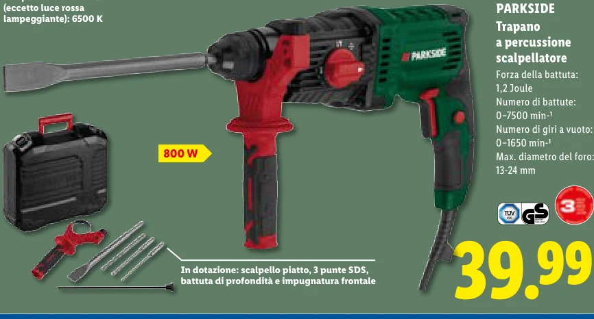 Trapano a percussione scalpellatore - Parkside