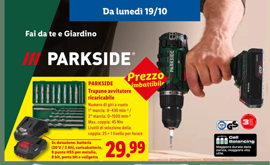 Trapano avvitatore ricaricabile - Parkside
