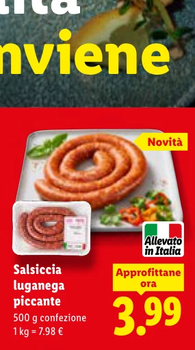 Salsiccia luganega piccante