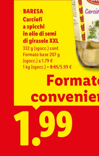Carciofi a spicchi in olio di semi di girasole XXL - Baresa