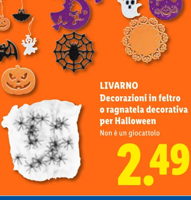 Decorazioni in feltro o ragnatela decorativa per Halloween - Livarno