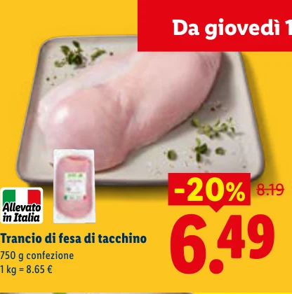 Trancio di fesa di tacchino