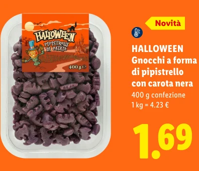 Gnocchi a forma di pipistrello con carota nera - Halloween