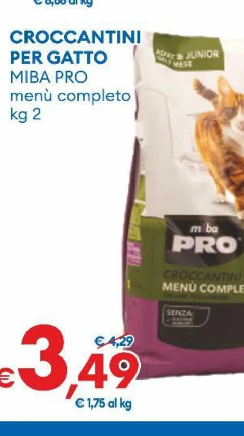 CROCCANTINI PER GATTO MIBA PRO menù completo kg 2