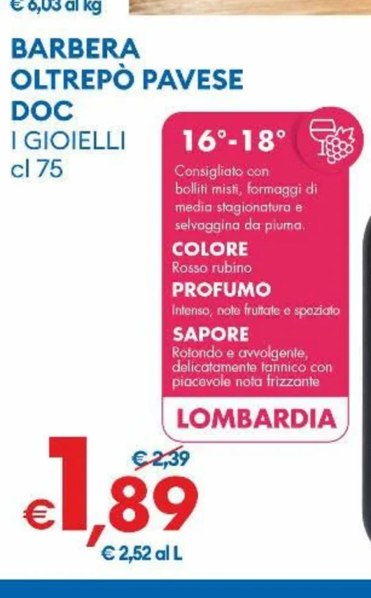 BARBERA OLTREPÒ PAVESE DOC I GIOIELLI cl 75