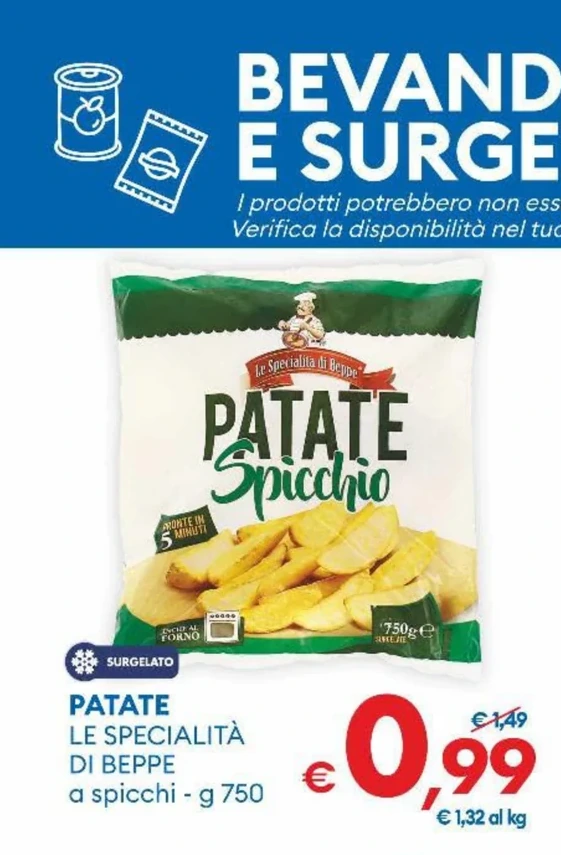 PATATE LE SPECIALITÀ DI BEPPE a spicchi g 750