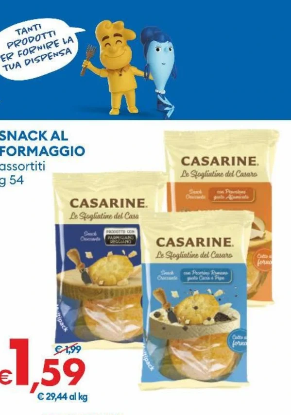 SNACK AL FORMAGGIO CASARINE assortiti g 54
