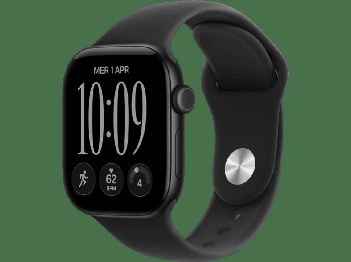 Watch Series 12 GPS, Cassa 42mm in alluminio nero con Cinturino Sport nero - S/M - APPLE