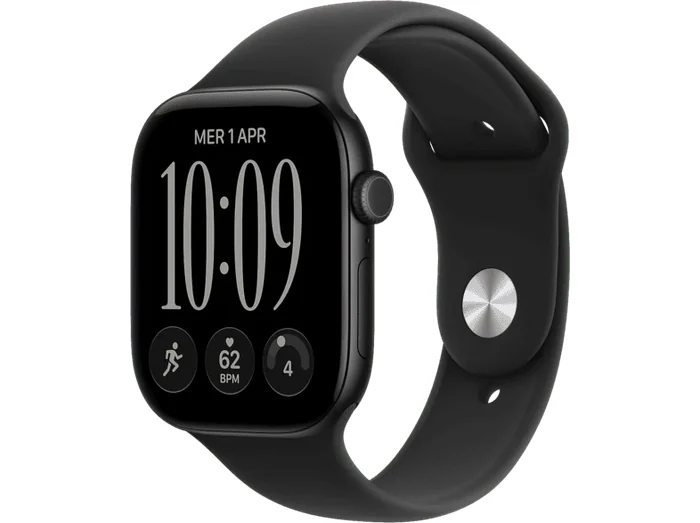 Watch Series 12 GPS, Cassa 46mm in alluminio nero con Cinturino Sport nero - M/L - APPLE