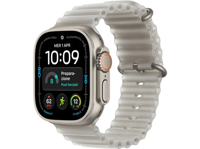 Watch Ultra 4 GPS + Cellular, cassa in Titanio Naturale da (49 mm) con cinturino Ocean grigio traslucido - APPLE