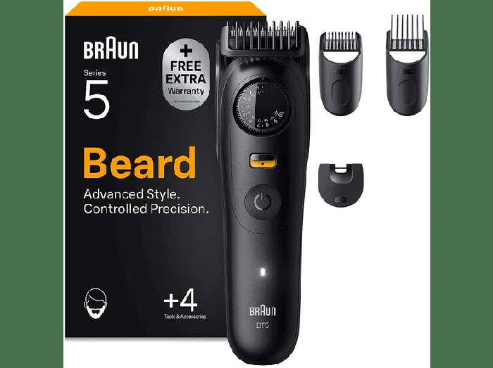 Regolabarba SERIES 5, 40 impostazioni di lunghezza a intervalli di 0,5 mm, rifinitori di precisione, batteria di lunga durata - BRAUN