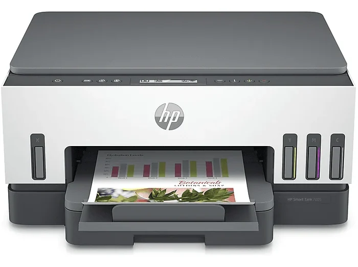 Stampante Inkjet Multifunzione 3 in 1 a colori Smart Tank 7005, A4, Fronte retro automatico, Bluetooth, WiFi, Bianca/Nera - HP