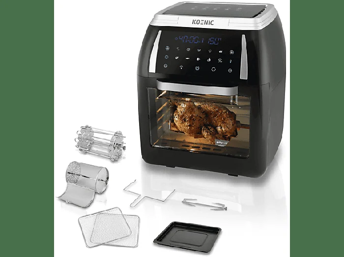 Fornetto elettrico KAF 121821, 12l, 1800W, display LED, cestello girevole e estraibile, con teglia e girarrosto - KOENIC