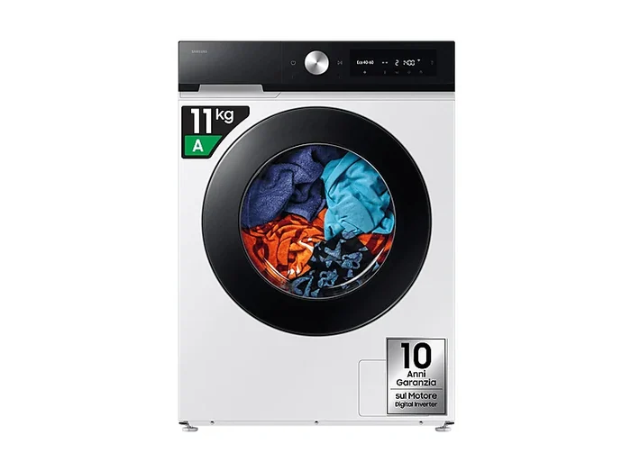 WW11DB7B94GEU3 LAVATRICE, Caricamento frontale, 11 kg, 23 programmi, Profondità 60 cm, Giri 1400 rpm, Bianco, livello rumorosità centrifuga 72 dB(A), Classe A - SAMSUNG