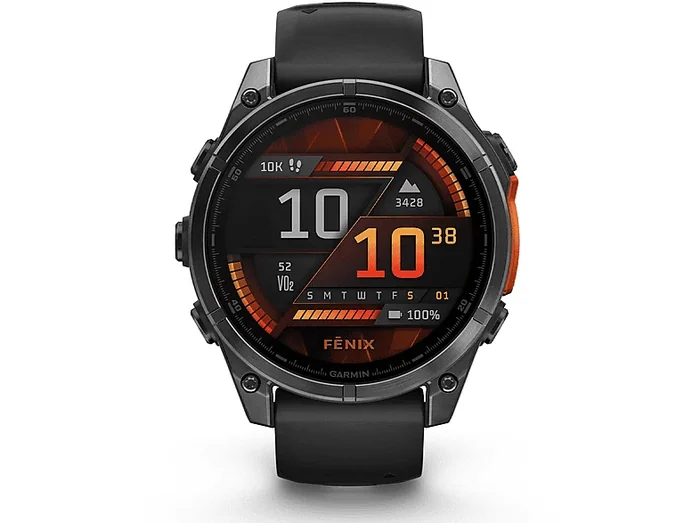 SMARTWATCH fenix 8 - 47mm AMOLED, Durata batteria 384 h, Scocca in Polimeri fibrorinforzati con fondello in metallo, Touchscreen, Compatibile con iOS, Android, Grigio scuro/ nero - GARMIN