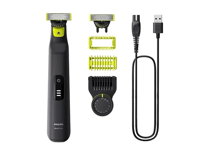 Regolabarba OneBlade QP6542/15, 3 pettini distanziatori, 14 livelli di taglio, Wet & Dry, Adattatore di alimentazione / Accu, Autonomia 1 min, Nero - PHILIPS