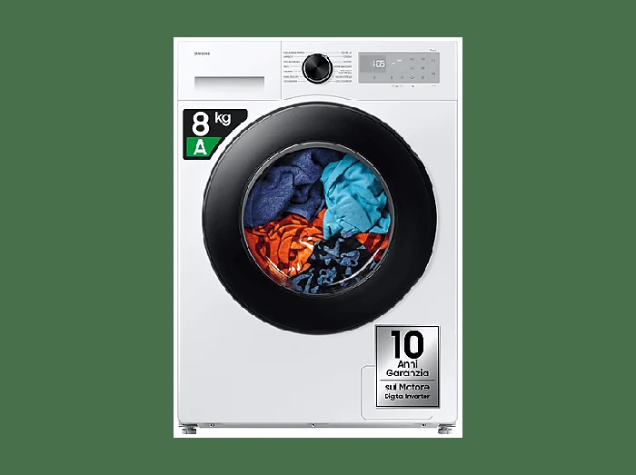 WW80FG5L32AHET LAVATRICE SLIM, Caricamento frontale, 8 kg, 14 programmi, Profondità 47 cm, Giri 1200 rpm, Bianco, livello rumorosità centrifuga 72 dB(A), Classe A - SAMSUNG
