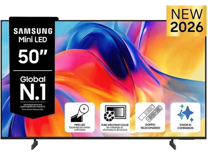 Mini LED AI TV 50" UE50M70HAUXZT 4K, Processore Mini LED 4K, 4K Upscaling, Color Booster, OTS Lite, Metal Stream Design, Vision AI Smart TV, 2026 - SAMSUNG