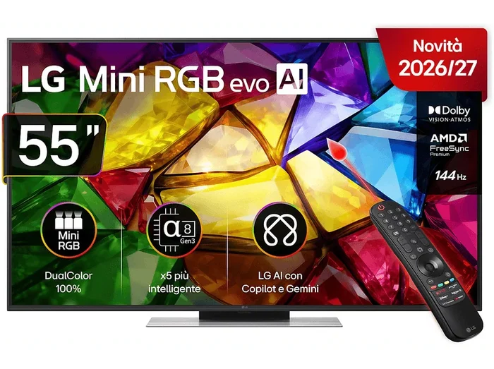 Mini RGB 87 55MRGB87B6B TV MINI LED, SMART TV, 55 ", RGB-MiniLED, Processore a8 AI 4K Gen3, Classe E - LG