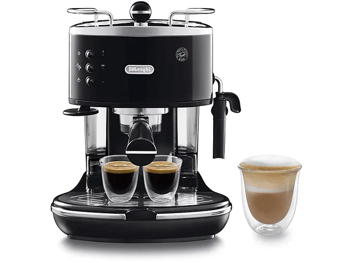 Macchina da Caffè Manuale Espresso e Cappuccino ECO311.BK, Compatibile con Macinato o Cialde E.S.E., Spegnimento Automatico, Serbatoio Estraibile da 1.4L, Potenza 1100W, Nero - DE'LONGHI