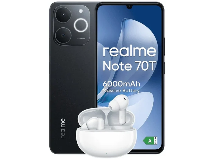 Note 70T 4+256 + Buds, 256 GB, Obsidian Black - REALME