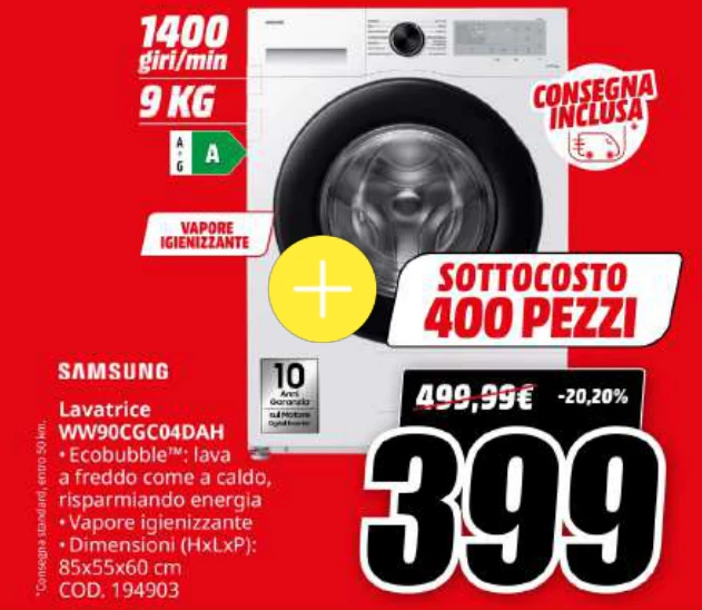 Lavatrice WW90CGC04DAH 9 kg - Samsung