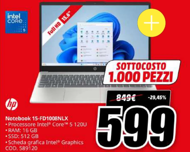 Notebook 15-FD1008NLX 16 GB 512 GB - HP