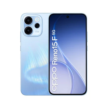 Reno15 F 5G AI Smartphone, Tripla fotocamera 50+8+2MP, Selfie 50MP, Display 6.57” 120HZ AMOLED FHD+, 6500mAh, RAM 8GB(Esp2GB/4GB/8GB)+ROM 256GB [Versione Italia], Aurora Blue - OPPO