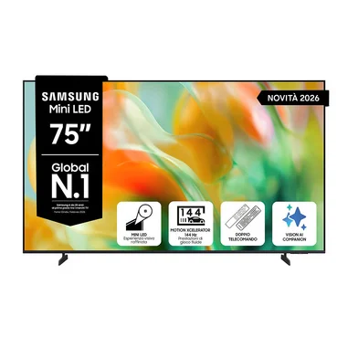 Mini LED AI TV 75" UE75M80HAUXZT 4K, Processore NQ4 AI Gen2, 4K Upscaling, Color Booster Pro, OTS Lite, Metal Stream Design, Vision AI Smart TV, 2026 - Samsung