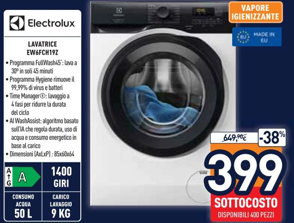 Lavatrice EW6FCH197 9 kg - Electrolux